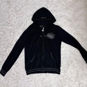 BCBG Black Hoodie with Silver Accents